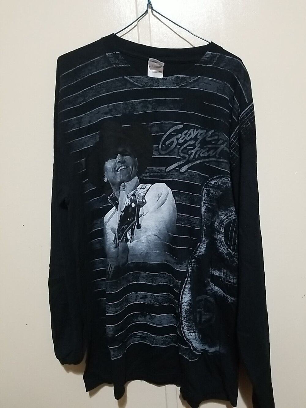 George Straight Troubador Collection Graphic Black Long Sleeve Tee Size Large